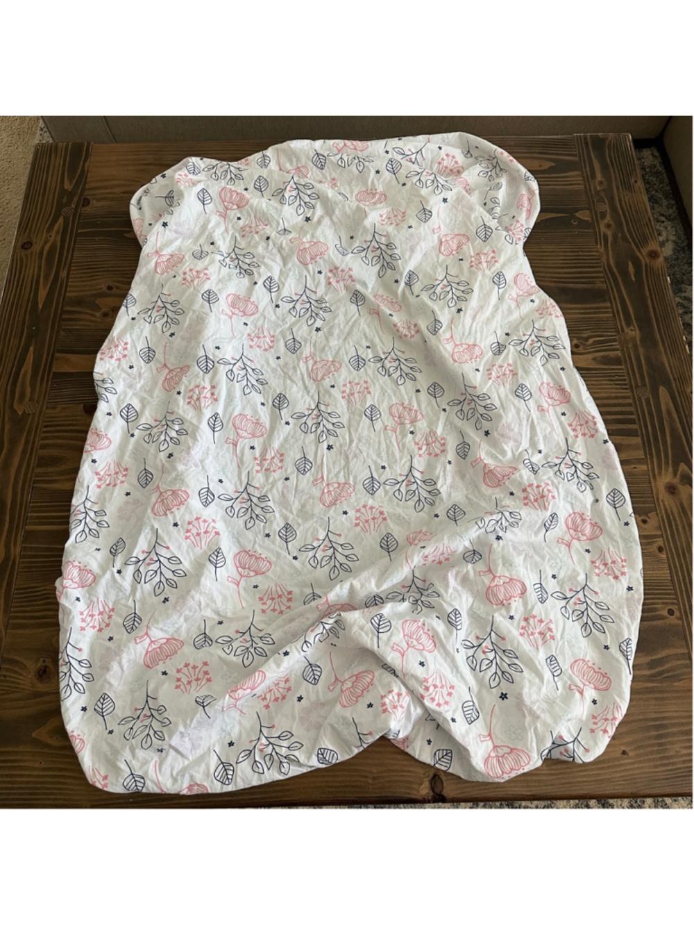Circo Target Crib Fitted Sheet Floral Pink White Blue Standard Crib